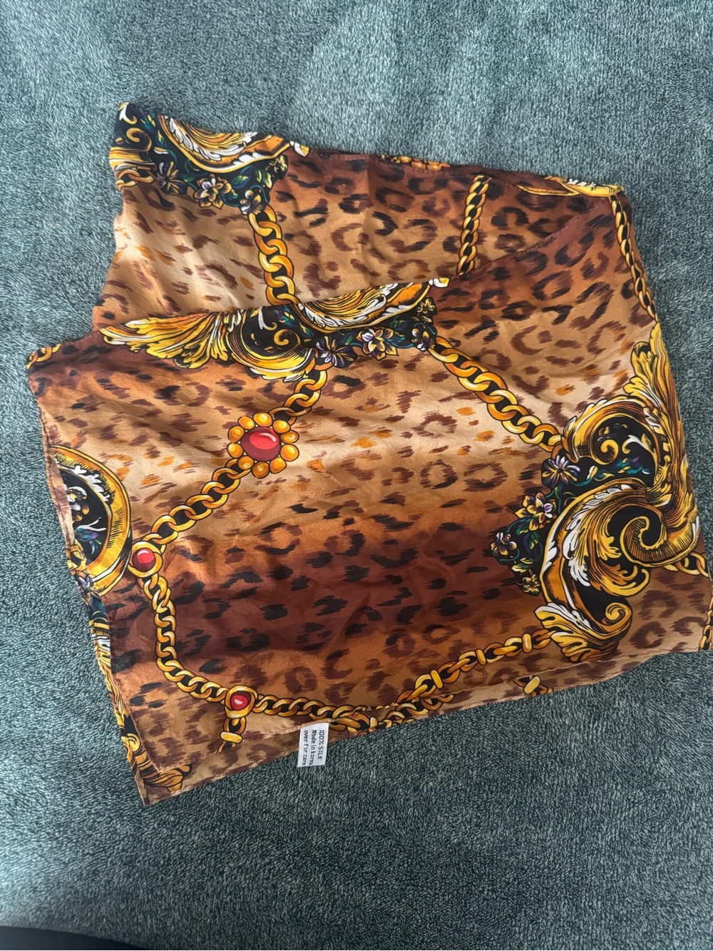 Leopard Print Chain-Accent Women's scarf or top - Brown